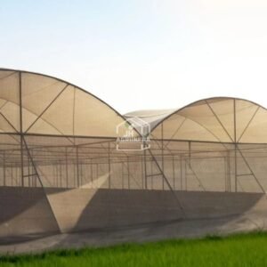 Dome-shaped shade net house manufactured by JH Agriinfra, a global leader in agricultural infrastructure.