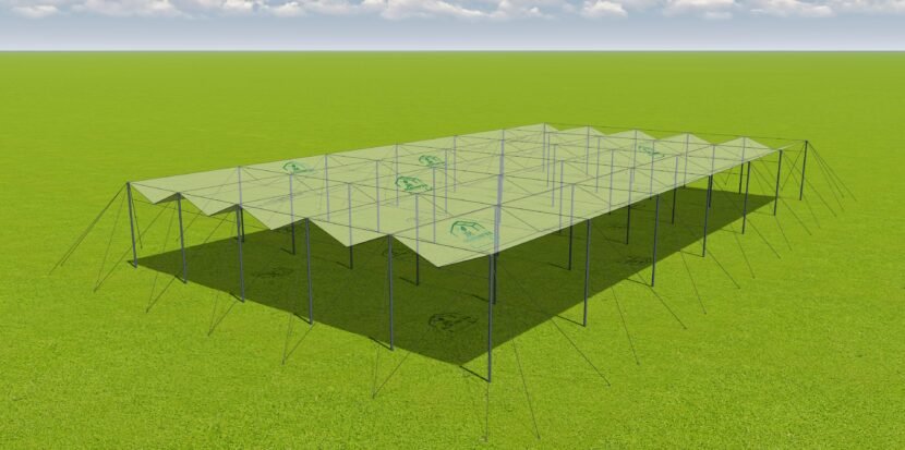 Innovative crop protection system designed for cherry cultivation, showcasing global agricultural technology solutions by JH Agriinfra.