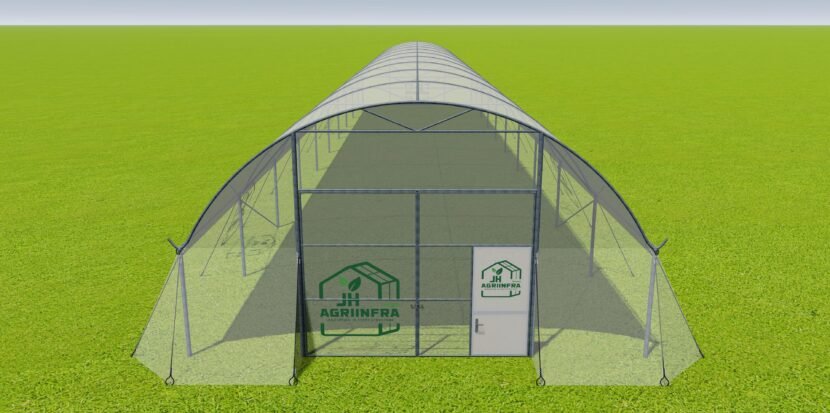 Single span poly tunnel structure by JH Agriinfra for protected farming in India