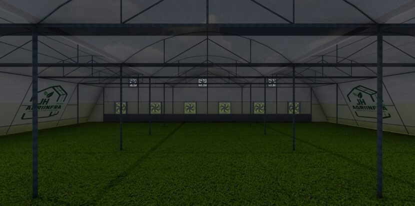 Forced ventilation polyhouse by JH Agriinfra with advanced cooling and airflow systems for controlled environment farming