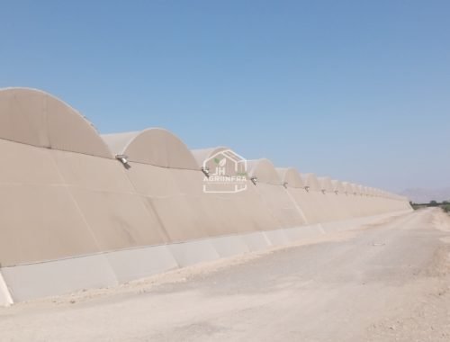 Dome-shaped poly shade net house in India by JH Agriinfra for protected and sustainable farming.